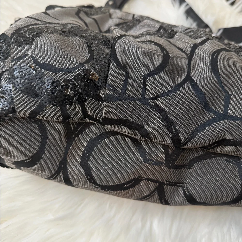 Coach vintage Sequin Black and Gray Shoulder Bag#15940